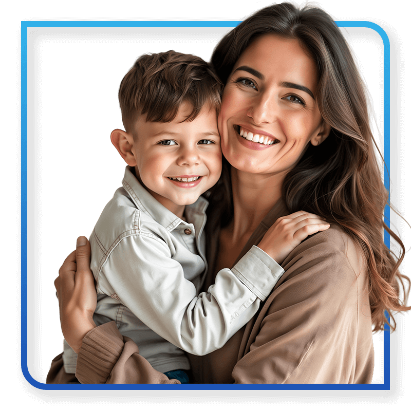 mother and child smiling